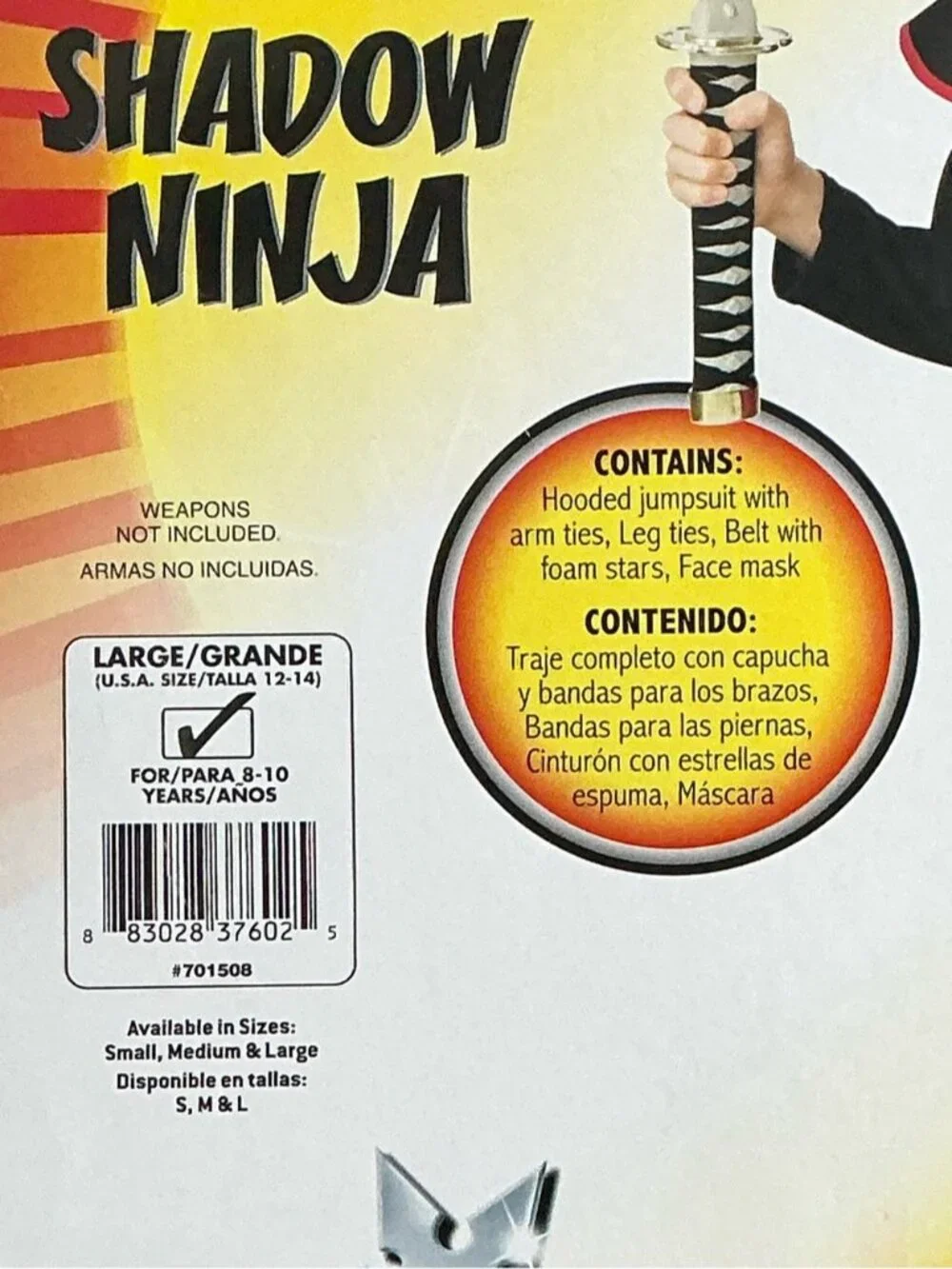 Ninja Warrior Halloween Costume Complete Cosplay Play Set NEW Kids 12-14  Large